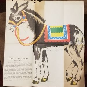 Antique Pin the tail on the Donkey missing tale
